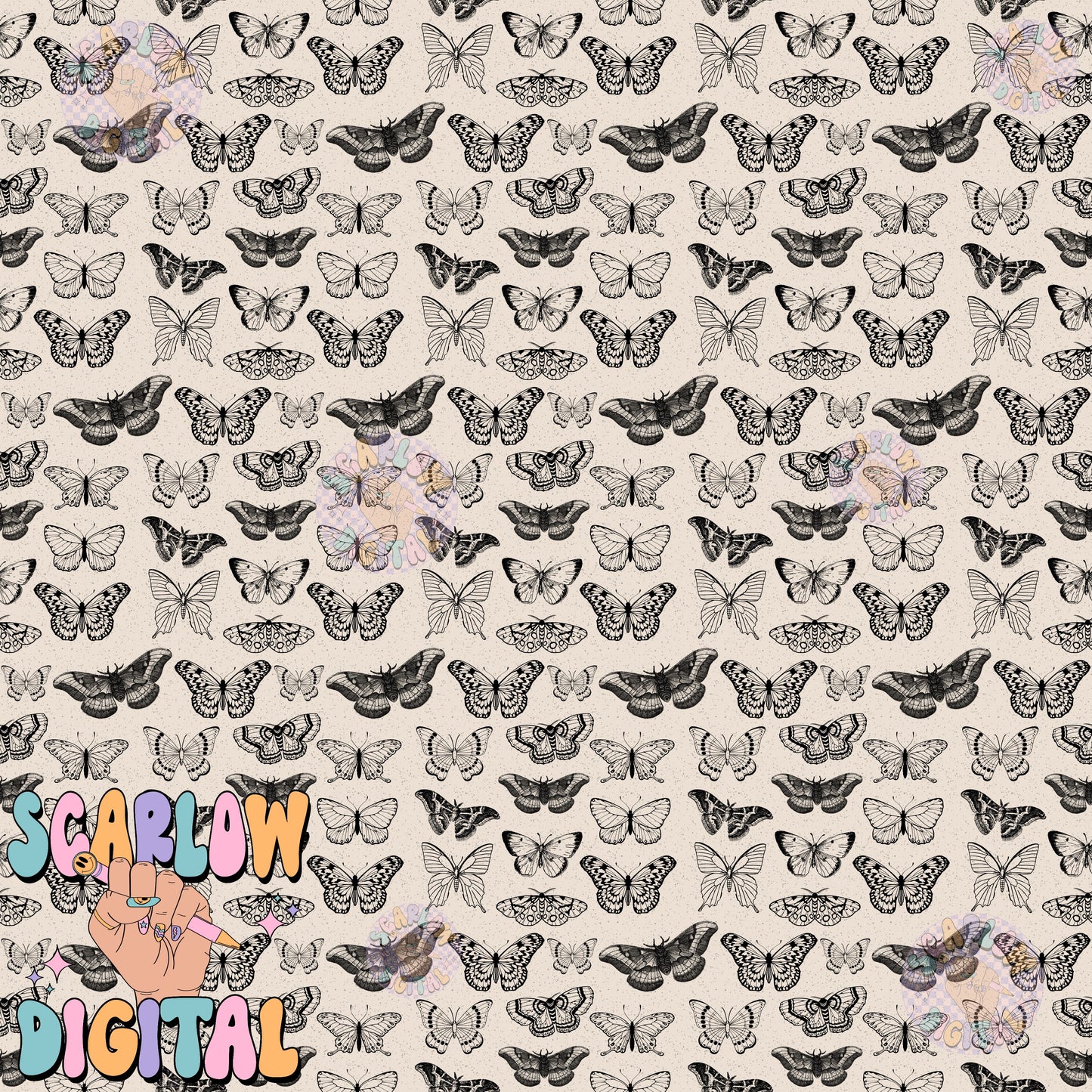 Butterflies Seamless Pattern Digital Design