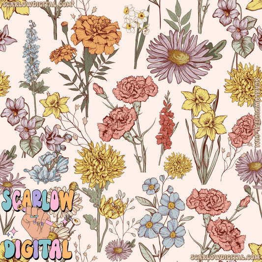 Floral Seamless Pattern Digital Design