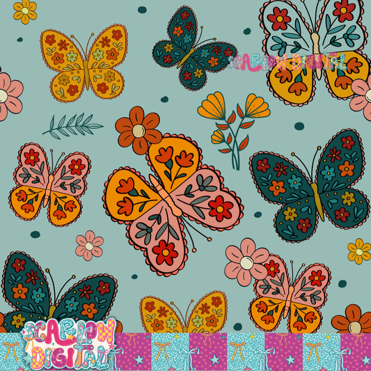 Butterflies Seamless Pattern Digital Design