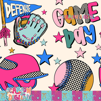 Retro Baseball or Softball PNG Digital Design With AND Without the Helmet's Face Cage