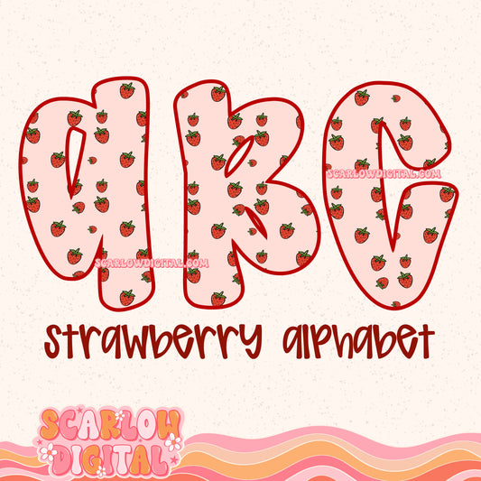 Strawberry Alphabet Set Digital Design