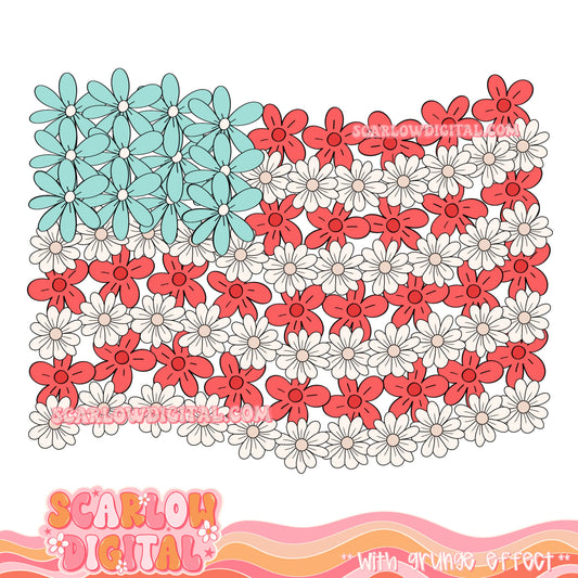 Flower Flag PNG Digital Design