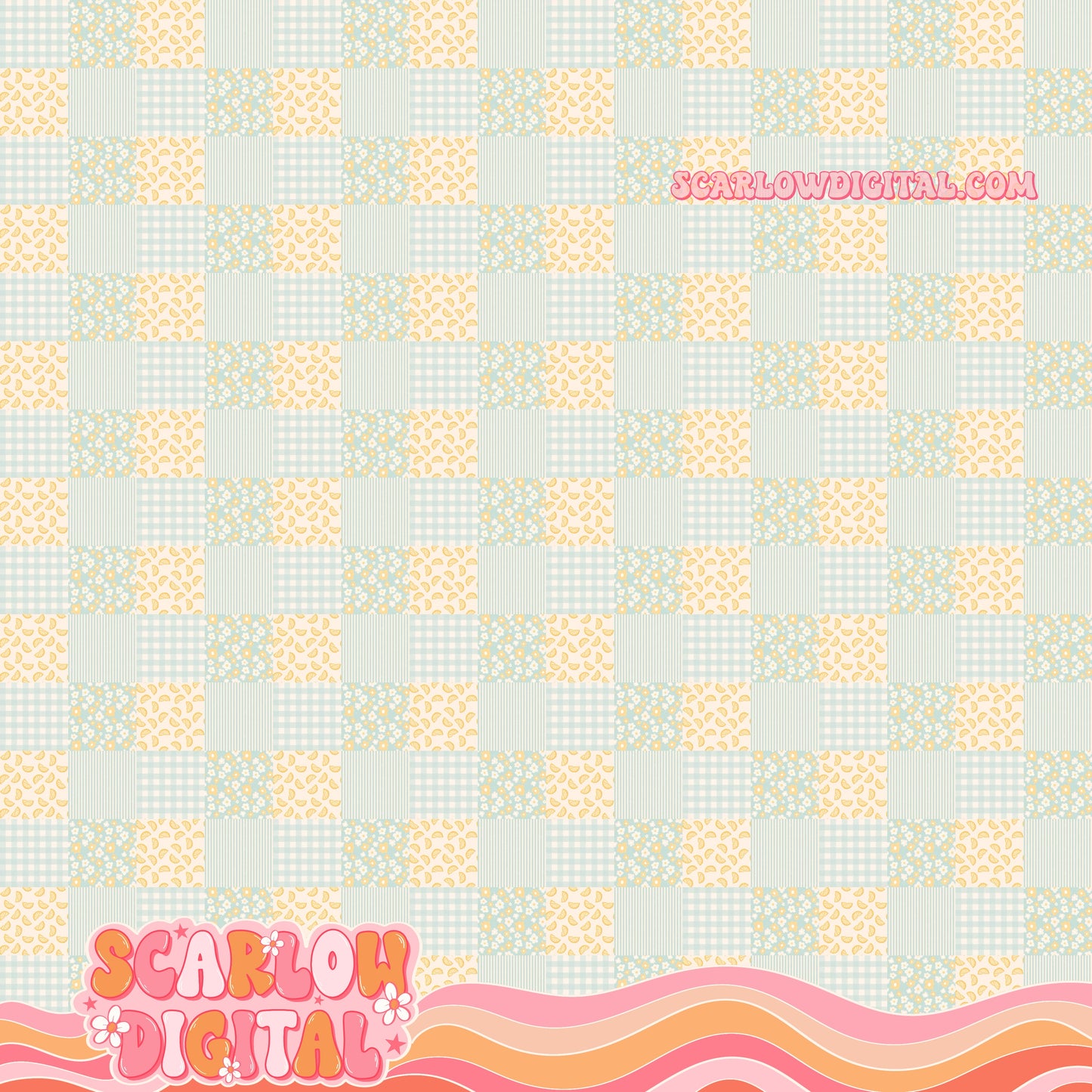 Lemon and Things Patchwork Seamless Pattern Digital Design