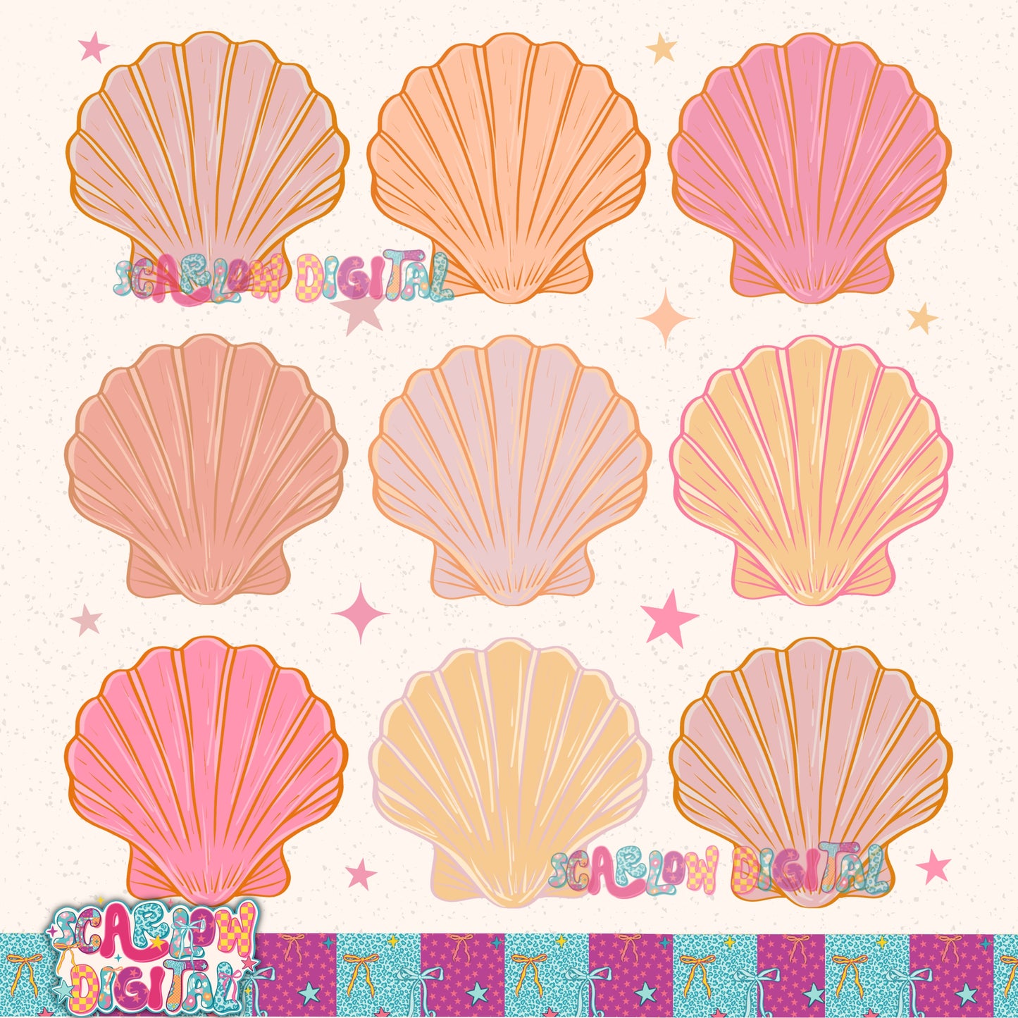 Sea Shells PNG Digital Design