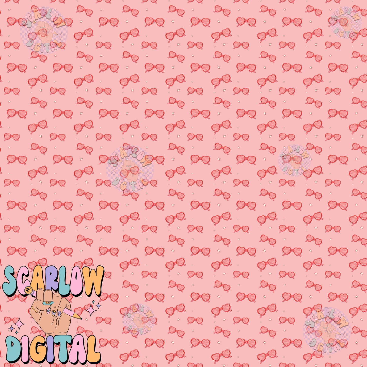 Heart Glasses Seamless Pattern Digital Design