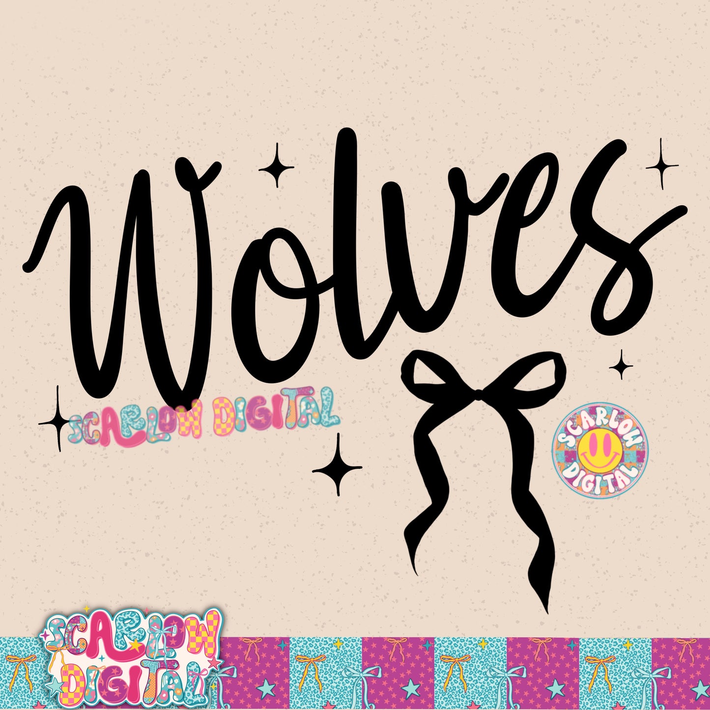 Wolves Bow PNG Digital Design
