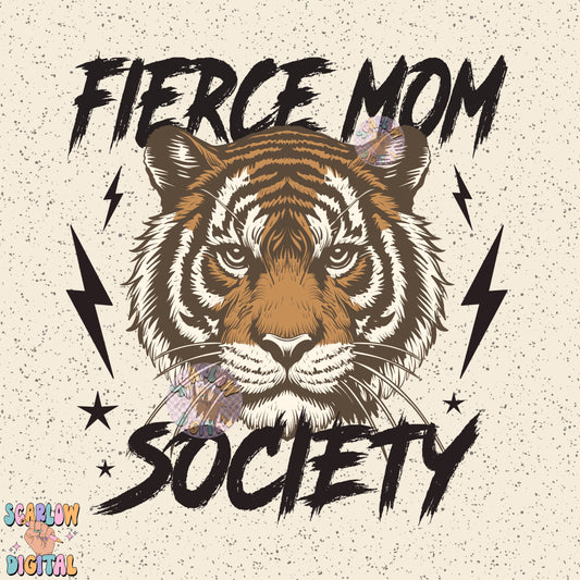 Fierce Mom Society PNG Digital Design Download, tiger png, checkers png, edgy png, png for moms, mama png design, rocker mama png designs