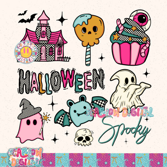 Halloween Doodles PNG Digital Design - Can NOT be used at clipart - Only use as one, flat PNG image!