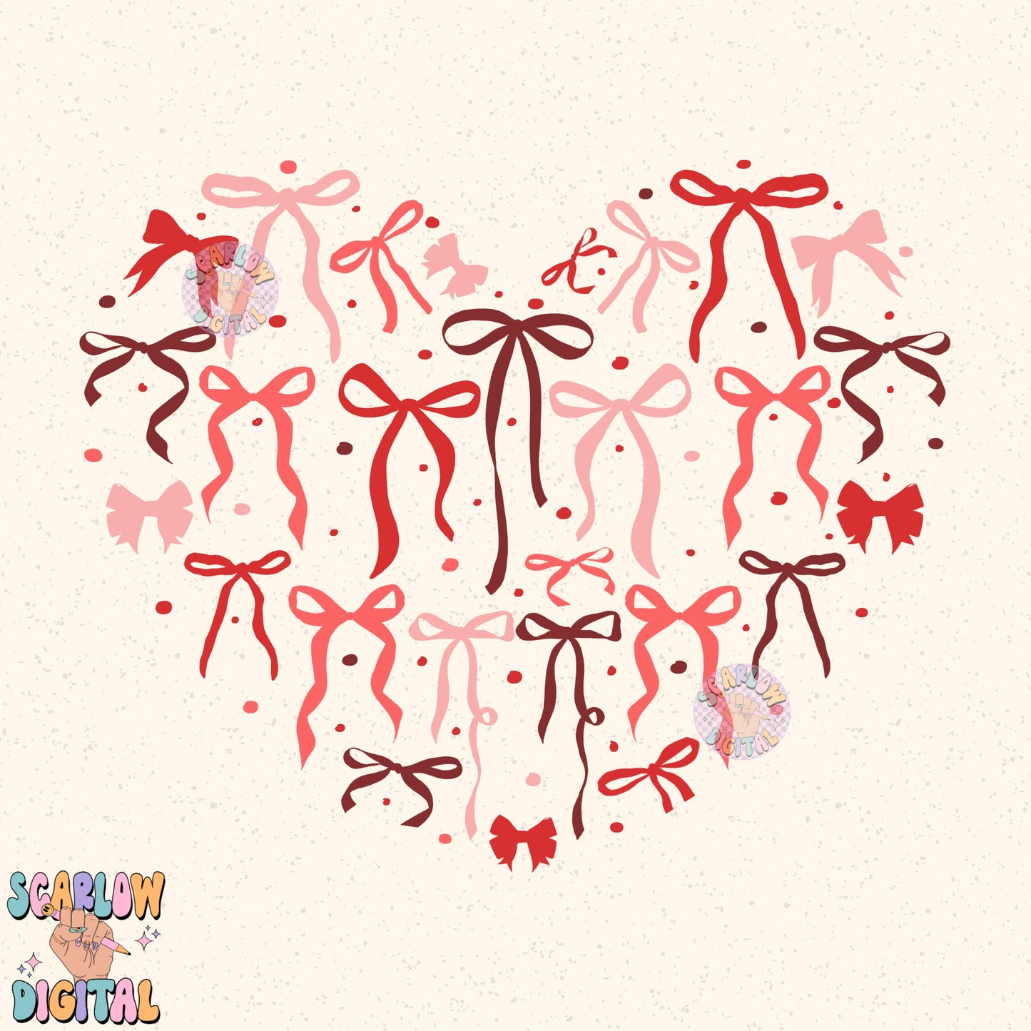 Heart Bows PNG Digital Design Download