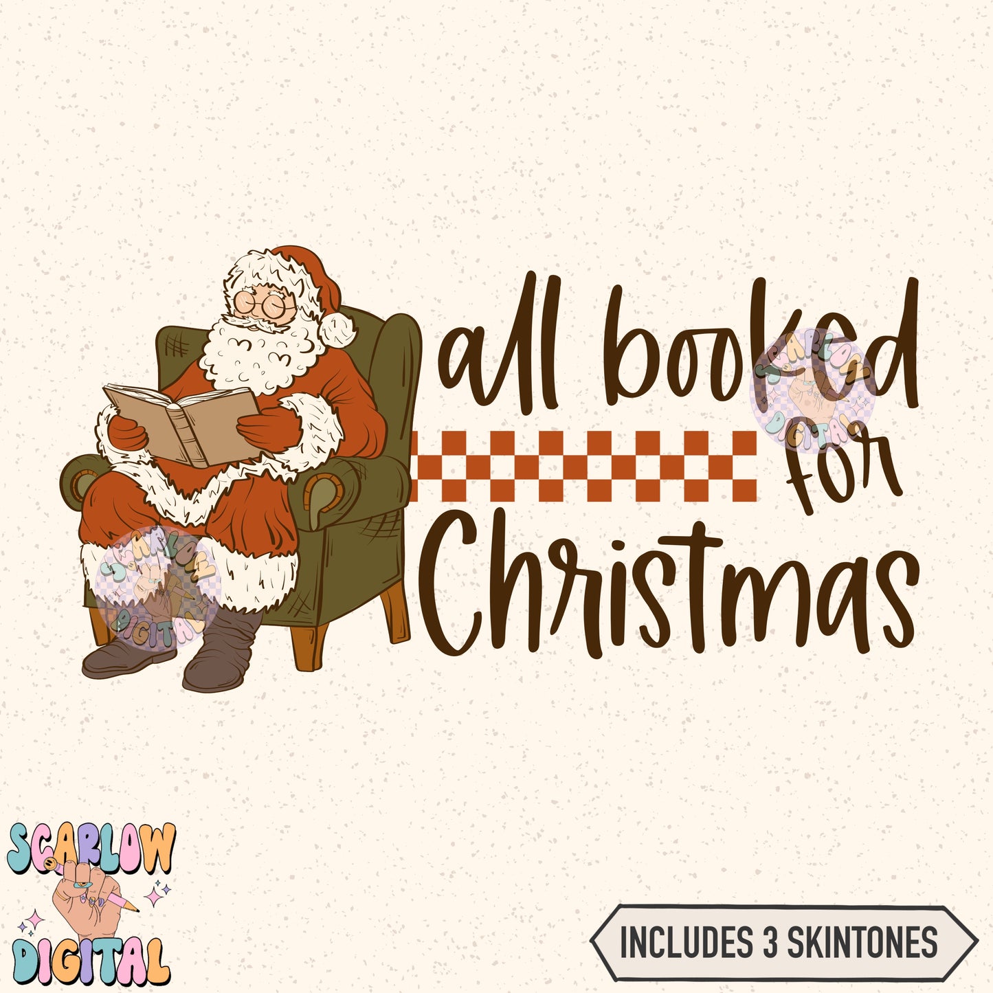 All Booked For Christmas PNG Digital Design Download, reading png, christmas books png, santa claus png, book lover png, trendy book designs