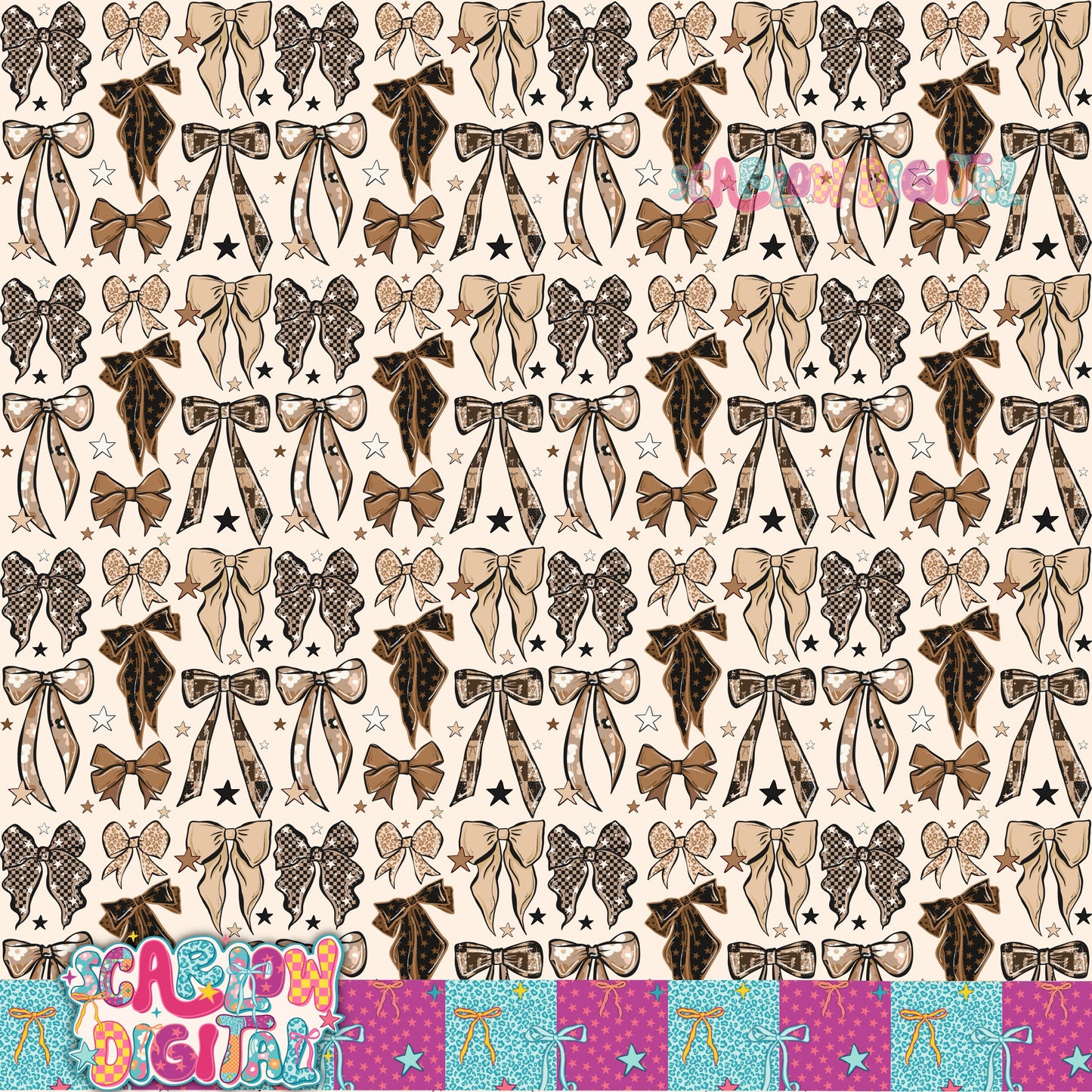 Leopard Bows Seamless Pattern Digital Design