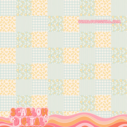 Lemon and Things Patchwork Seamless Pattern Digital Design