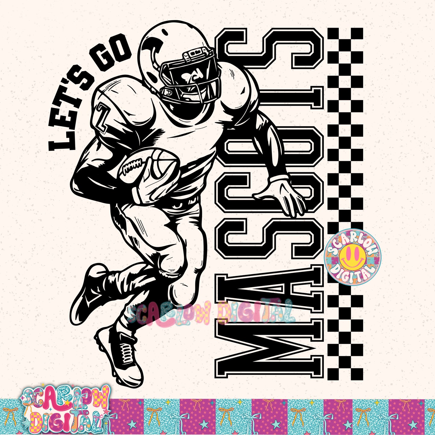Custom Football Mascot PNG Digital Design
