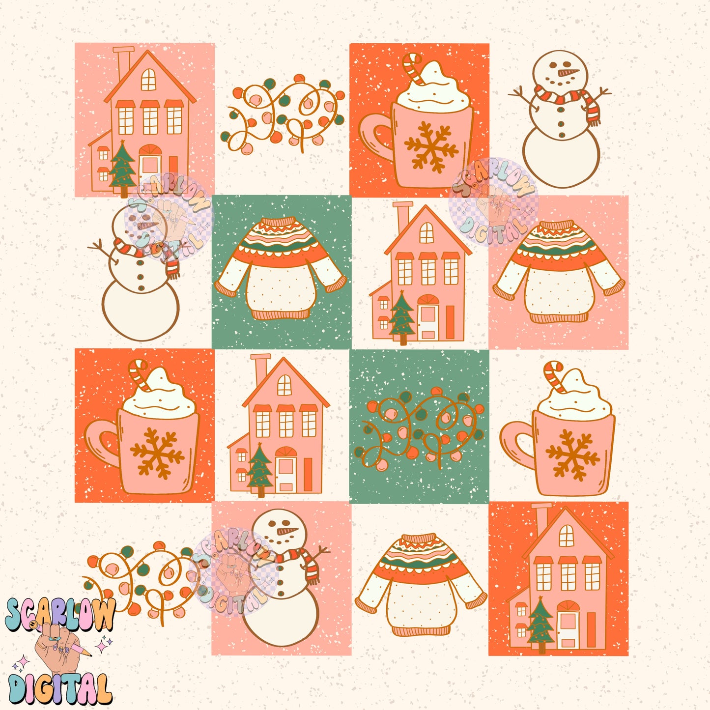 Christmas Things PNG Digital Design, christmas lights, snowman, merry christmas, trendy designs, gingerbread christmas, checkers png design