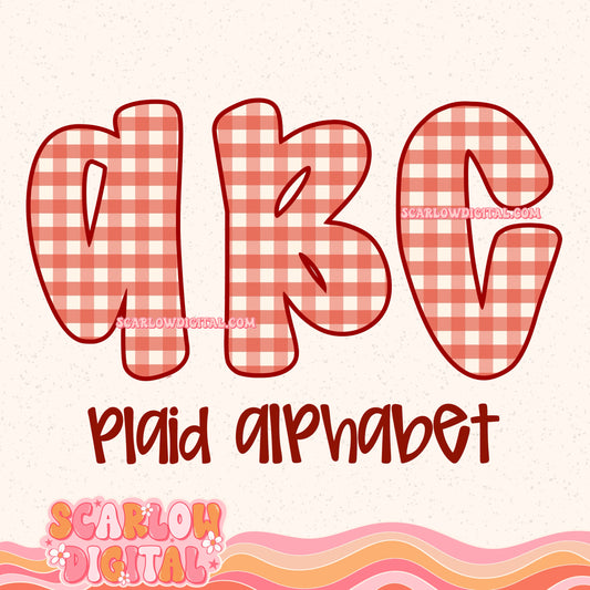 Plaid Alphabet Set Digital Design