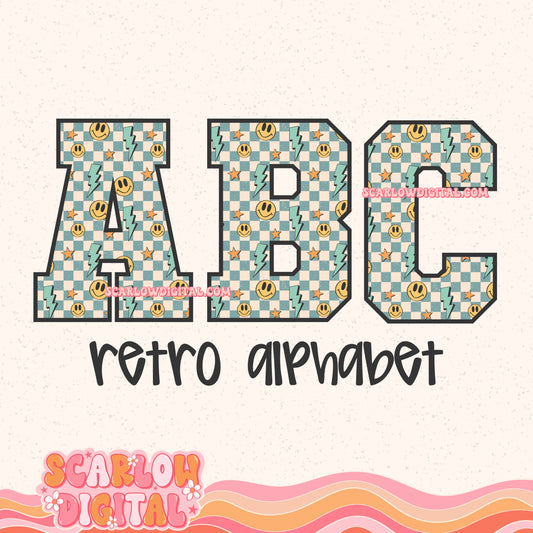 Retro Alphabet Set Digital Design