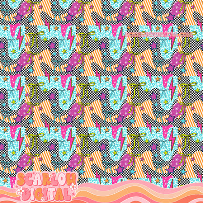 Retro Checkered Patchwork Seamless Digital Design