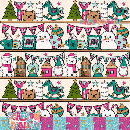Christmas Shelves Seamless Pattern Digital Design