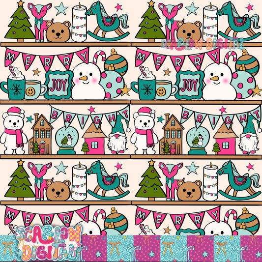 Christmas Shelves Seamless Pattern Digital Design