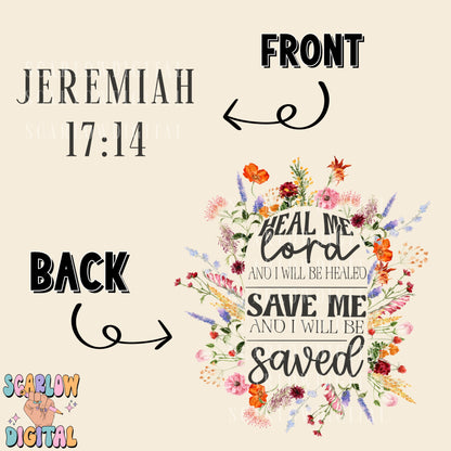 Heal Me Lord Front and Back PNG Bundle Digital Design