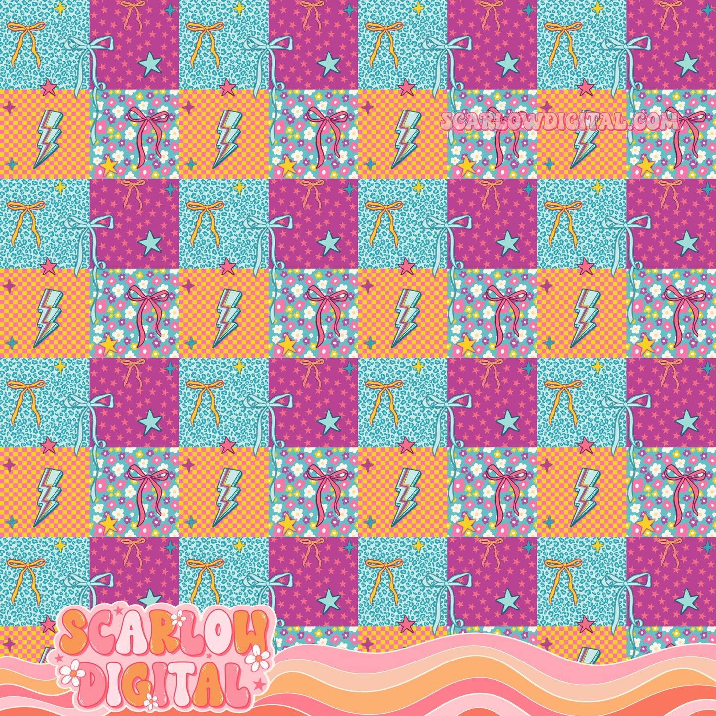 Retro Patchwork Seamless Pattern Digital Design