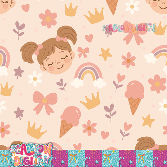 Rainbows and Ice Cream Seamless Pattern Digital Design