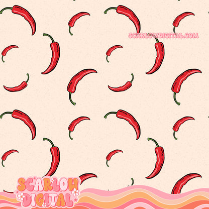 Hot Peppers Seamless Pattern Digital Design