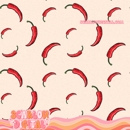 Hot Peppers Seamless Pattern Digital Design