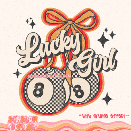Lucky Girl PNG Digital Design
