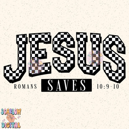 Jesus Saves PNG Digital Design Download, amen png, romans png, christian png, pray png, bible verse png, single color png, retro png