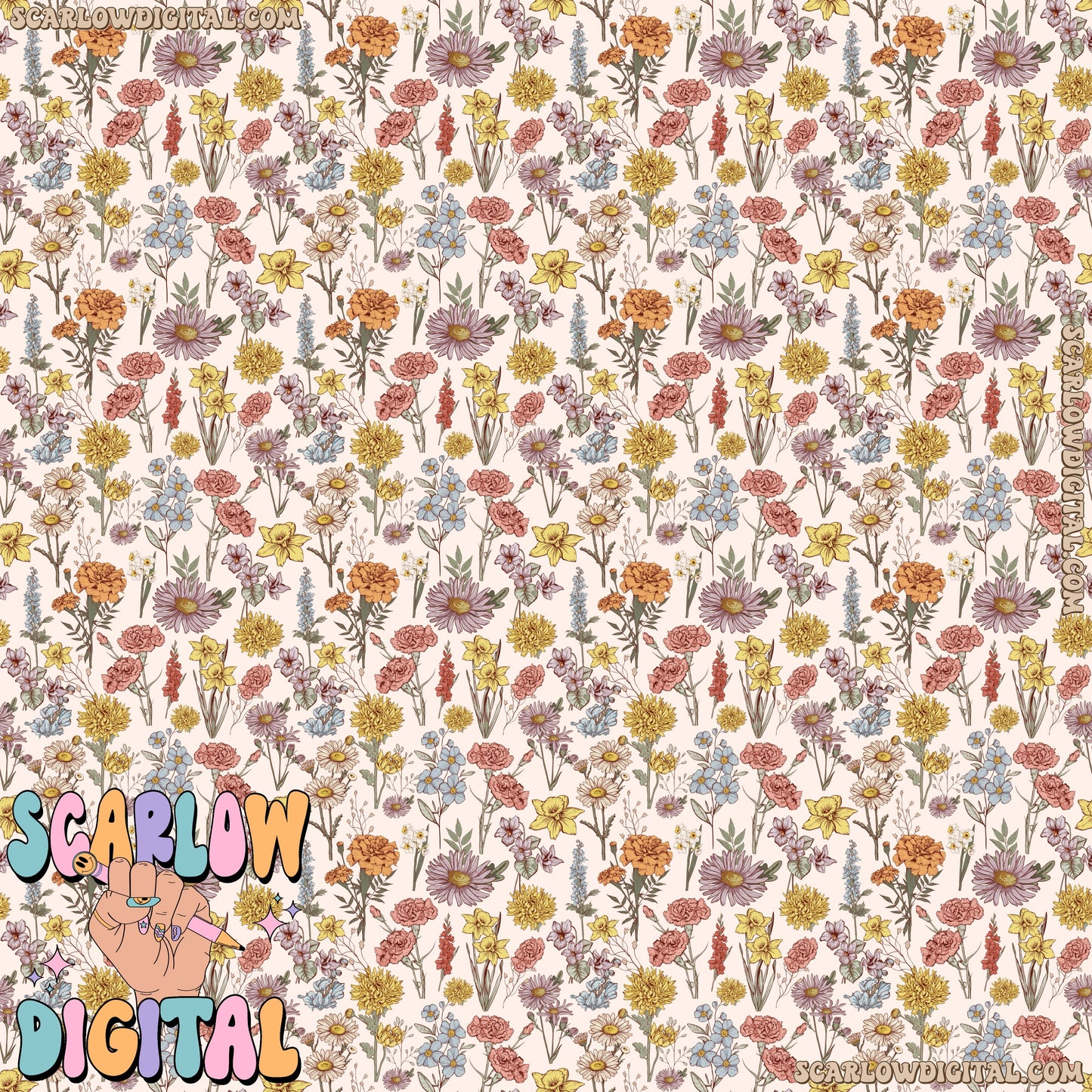 Floral Seamless Pattern Digital Design