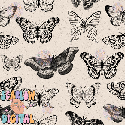 Butterflies Seamless Pattern Digital Design