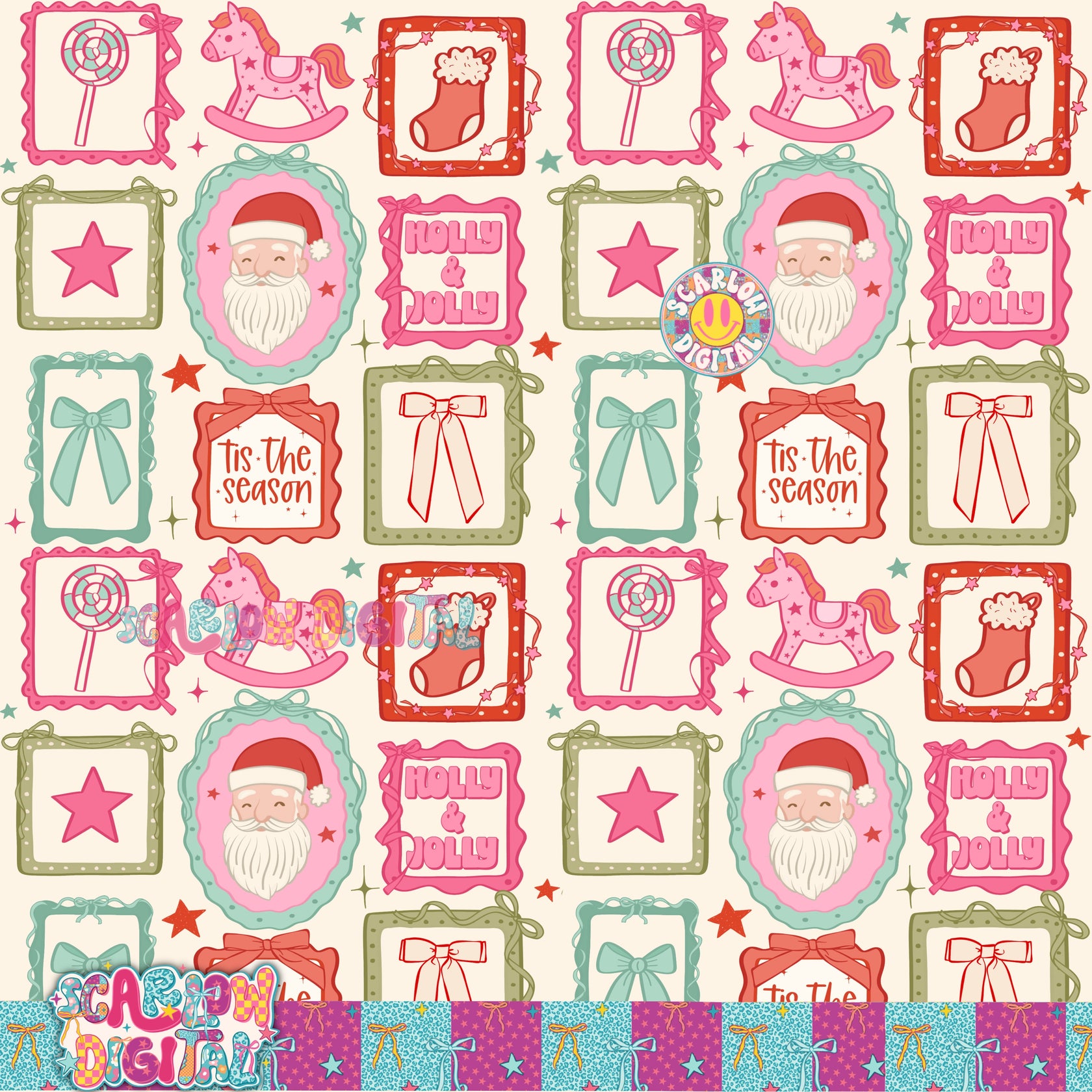 Christmas Stamps Seamless Pattern Digital Design – Scarlow Digital