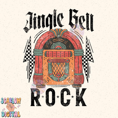 Jingle Bell PNG Digital Design Download, rock and roll png, edgy christmas png, jukebox png, vintage christmas png, grunge christmas designs