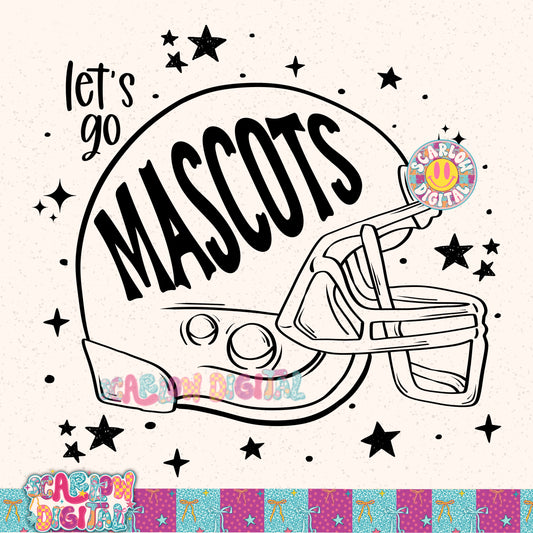 Custom Football Helmet Mascot PNG Digital Design