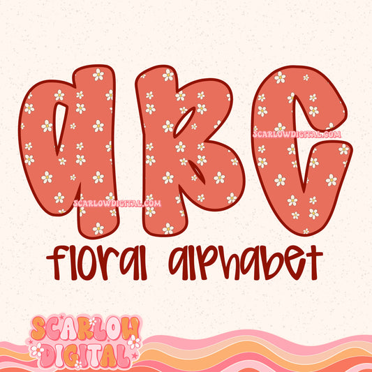 Flowers Alphabet Set Digital Design