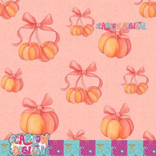 Coquette Pumpkin Seamless Pattern Digital Design