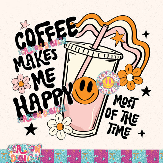 Coffee Makes Me Happy PNG Digital Design