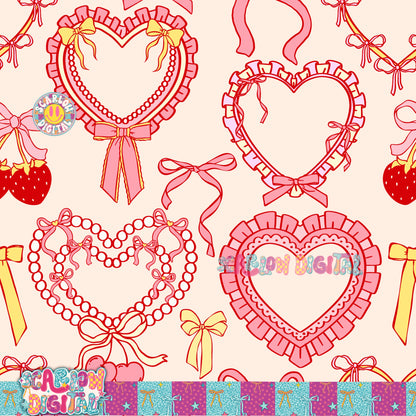 Valentine's Day Frilly Hearts Seamless Pattern Digital Design