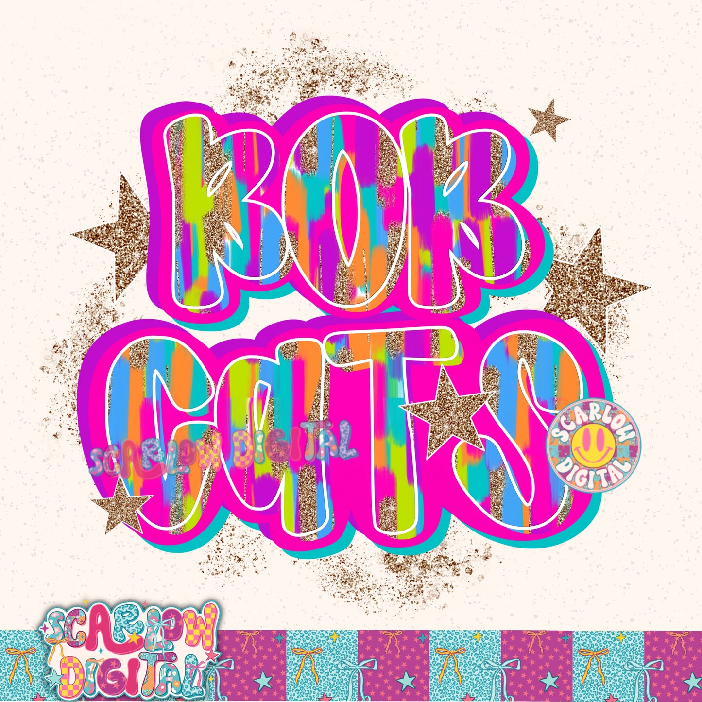 Bobcats Rainbow PNG Digital Design