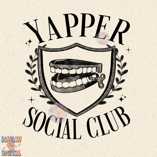 Yapper Social Club PNG Digital Design Download, funny png, talkative png, adult humor png, sarcastic png, png for adults, single color png