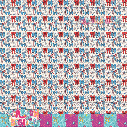 Patriotic Bows Seamless Pattern Digital Design