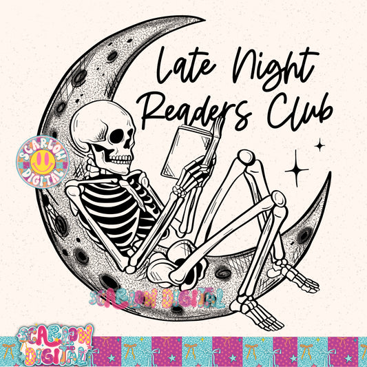 Late Night Readers Club PNG Digital Design