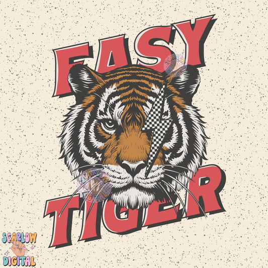 Easy Tiger PNG Digital Design Download, grunge png, edgy png, lightening bolt png, checkers png, mens png, unisex png, png designs for women