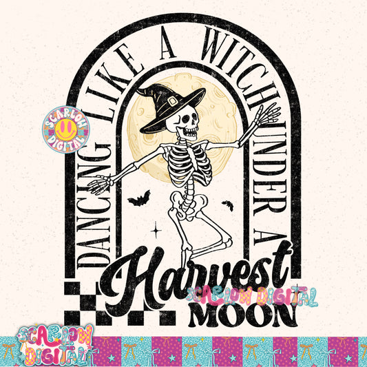 Dancing Like a Witch Under a Harvest Moon PNG Digital Design