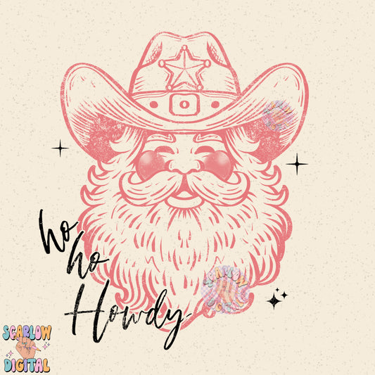 Ho Ho Howdy PNG Digital Design Download, vintage christmas png, santa claus png, country christmas designs, christmas prints, vintage prints