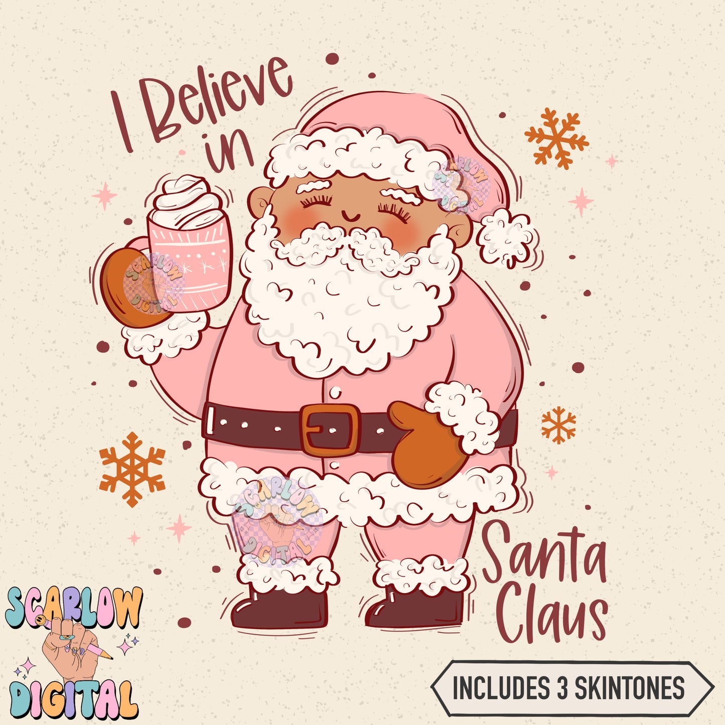 I Believe in Santa Claus PNG Digital Design Download, preppy christmas png, coquette christmas, pink christmas, girl christmas designs