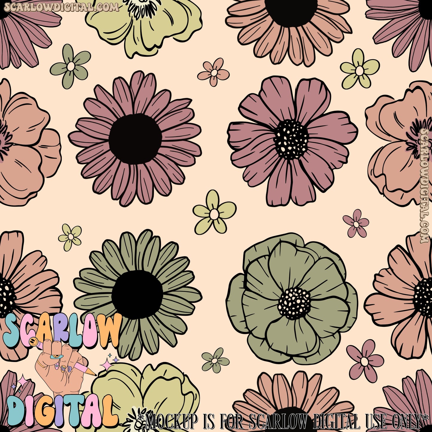 Flowers Seamless Pattern Digital Design