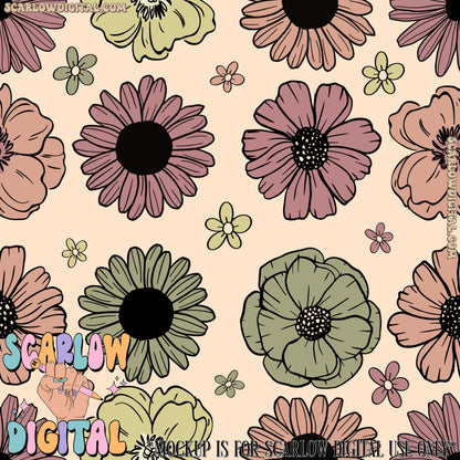 Flowers Seamless Pattern Digital Design