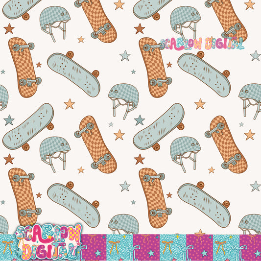 Skateboarding Seamless Pattern Digital Design